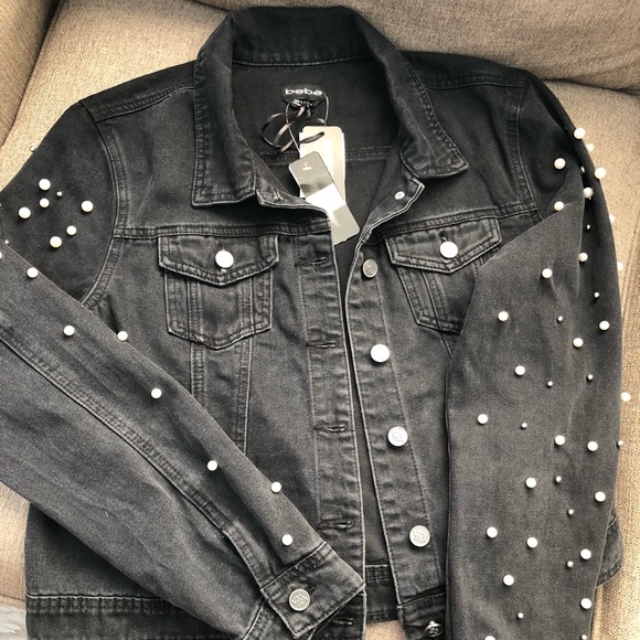 jean jacket with pearl sleeves